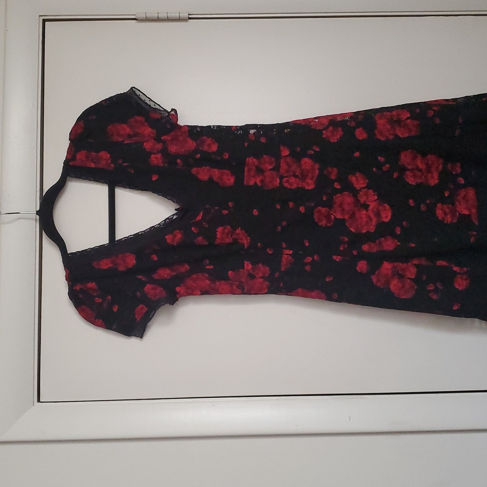 Royal Bones Black and Red Floral Mini Dress - Picture 3 of 16